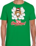 Bellatio Decorations Fout Kerstshirt Hamsterende Kat Merry Christmas Groen Heren S
