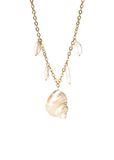 Purelei Opulent Shell schelpketting met zoetwaterparels, 18 karaat verguld, roestvrij staal, elegante schelpsieraden, zomeraccessoire voor dames, lengte 35/40/45
