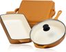 Mahlzeit set de 3 pièces en fonte | Ø 29,5 cm, 3,8 l, 10,8 l | Couleur orange ensoleillé | Set de cuisine, set de casseroles