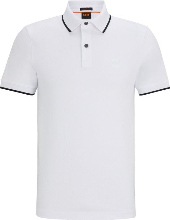 BOSS Orange Polo Shirt Men White Passertip - Cotton/Elastane - Size M - 10256683 01 50507699/100
