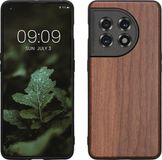 kwmobile telefoonhoesje geschikt voor OnePlus 11 - Hoesje met bumper in donkerbruin - Backcover - hout