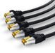 Primewire LAN-kabel CAT 7, netwerkkabel 10 Gbit/s, S/FTP PIMF afscherming, 2x RJ45 connector met knikbescherming, koperen kern, halogenenvrij, compatibel met CAT 6, set van 5 stuks van 0,5 meter, zwart