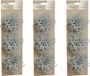 Merkloos Kerstboomversiering Bloemen - 18x stuks - 11 cm - zilver glitter - op clip - ornament