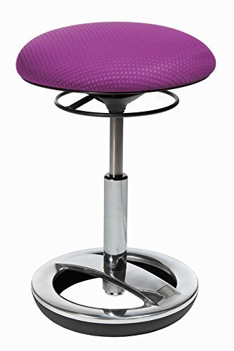 Topstar Sitness Bob, ergonomische kruk, werkkruk, bureaukruk met zwenkeffect, zithoogteverstelling, aluminium voetring, gepolijst, stoffen bekleding, violet