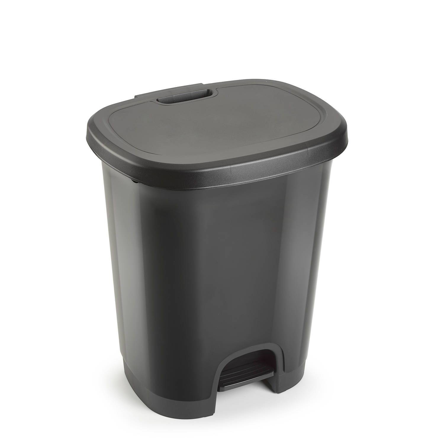 Forte Plastics Kunststof afvalemmer - 27 liter - Donkergrijs - Met deksel en pedaal