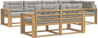 vidaXL - Hoek loungeset - Wit en lichtgrijs - Polyester - 7 zitplaatsen