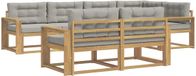 vidaXL - Hoek loungeset - Wit en lichtgrijs - Polyester - 7 zitplaatsen
