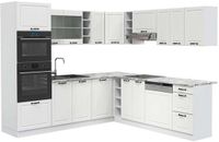 Vicco Hoekkeuken R-Line, Wit Landhuis/Wit, 247 x 237 cm, WB Marmer