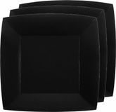 Santex Feest gebaksbordjes - zwart - 10x - karton - 18 cm - vierkant