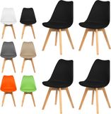 xDays Eetkamerstoelen Set van 4 Zwart – Scandinavisch Design – Kuipstoel met PP Zitting en PU Leer Zitkussen – Houten Poten – Ergonomisch – Eettafelstoel – Bureaustoel – Kaptafelstoel – 120 kg Draagvermogen – Lichtgewicht