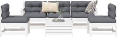 Maison Exclusive - Salon de jardin, 6 pièces, blanc, pin massif