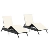 VidaXL Chaise longue 2 pcs avec coussins poly rotin noir