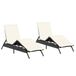 VidaXL Chaise longue 2 pcs avec coussins poly rotin noir
