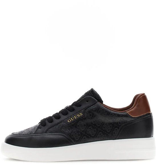 Guess Yujen2 Lage Sneakers Mannen Zwart Leer Synthetisch Rubber Maat 44