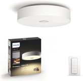 Philips Hue Fair Plafondlamp - Wit Ambiance - Rond - Glas en Metaal - 44.4 cm Diameter - Inclusief Dim Switch