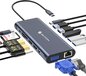 Siltcon® 14 in 1 USB C Hub - Docking Station Laptop - Docking Station USB C - 2x HDMI 4K - 1x VGA - RJ45 Gigabit - USB C 3.1 / USB A 3.1 - 100W PD - Spacegrey - 2025 model