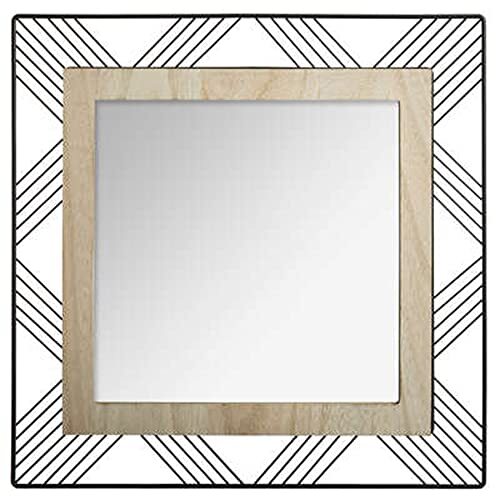 ATMOSPHERA CREATEUR D'INTERIEUR Atmosphera Joe spiegel, vierkant, metaal en hout, 45 cm