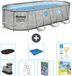 Bestway Ovaal Power Steel Swim Vista Zwembad - Steenprint - 549 x 274 x 122 cm