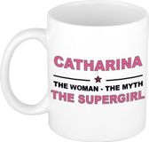Bellatio Decorations naam cadeau mok - Catharina - Woman Myth Supergirl - koffiemok - 300 ml - collega - moederdag