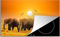 Merkloos KitchenYeah® Inductie beschermer 77x51 cm - Olifant - Vogel - Oranje