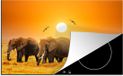 Merkloos KitchenYeah® Inductie beschermer 77x51 cm - Olifant - Vogel - Oranje