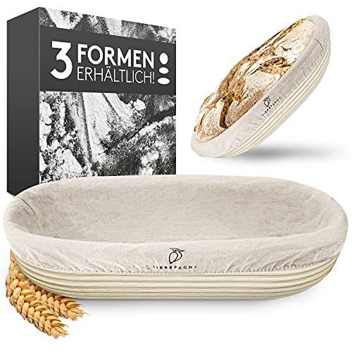 Liebspecht Liebspecht® Hoogwaardige fermentatiemand ovaal (Ø 28 cm) - pedditube fermentatiemand met wasbaar linnen inzetstuk - optimaal voor 500 g deeg - De perfecte accessoires voor brood - natuurlijke fermentatiemand, broodmand