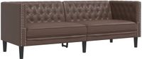 vidaXL Driezitsbank Chesterfield-stijl Kunstleer Bruin