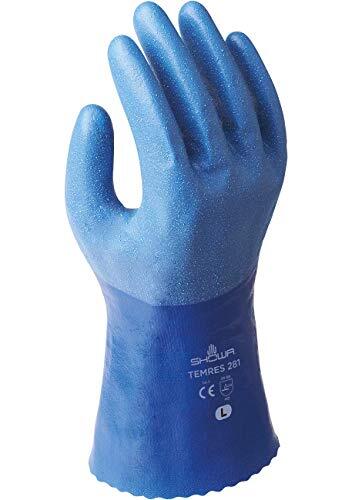 Showa Temres multifunctionele handschoen, innovatieve polyurethaan coating op nylon draagweefsel, waterbestendig, microventiel en ademend, microgeruwd nitril handpalm-afwerking, Medium, blauw, 60