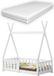 en.casa Lit tipi pour enfant avec protection anti-chute et matelas 70x140 cm blanc