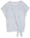 Tom Tailor T-shirt met knoopdetail - Maat XXXL - white small leaves design