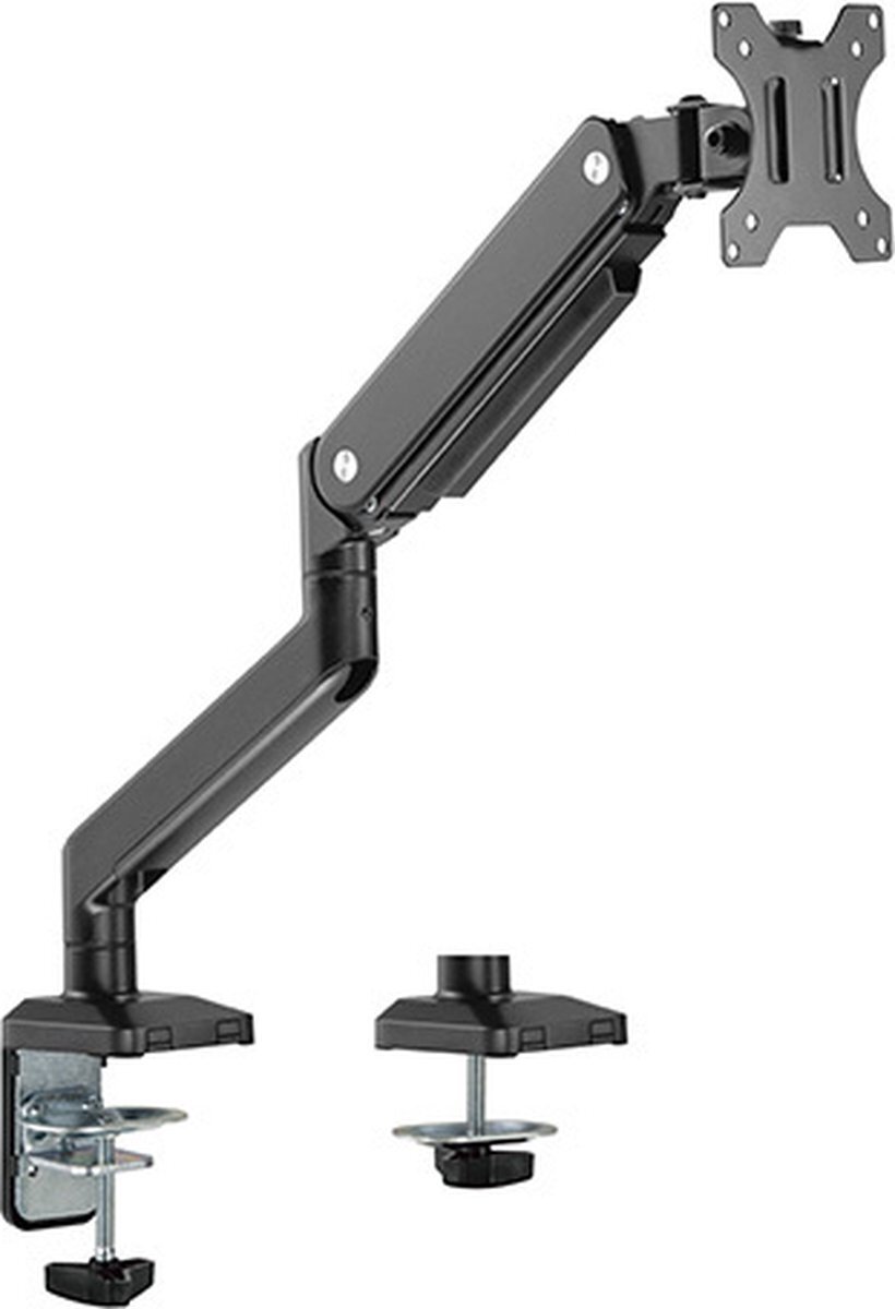 Cavus Monitor Gasveer Arm geschikt voor één 17 - 32 Inch Scherm t/m 10 Kg - Draaibare en kantelbare gasveer arm met 360° rotatie - Eenvoudige bevestiging - Zwart