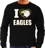 Bellatio Decorations I love eagles trui met dieren foto van een amerikaanse zeearend zwart voor heren - cadeau sweater adelaars liefhebber XL