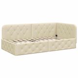 vidaXL Hoek Bed Frame Crème Stof 100 x 200 cm