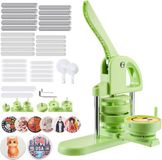 Vevor Badge Punch Press 32/58 mm Ronde Knopenmaker met 200 Knopenonderdelen, Cirkelsnijder, Spell Book en Versterkte Ergonomische Handgreep, DIY Badge Persmachine, Groen