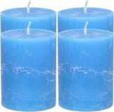 Atmosphera Stompkaars/cilinderkaars - 4x - helder blauw - 7 x 9 cm