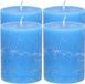 Atmosphera Stompkaars/cilinderkaars - 4x - helder blauw - 7 x 9 cm
