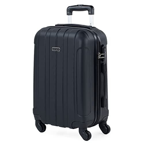 ITACA - Stijve Cabine Suitcase 20 Klein Reis Koffer met Wielen - ABS Hand Koffer 55x40x20 met Telescoopsteel - Lichtgewicht Cabin Max Hanbagage Luggage met cijferslot, Zwart