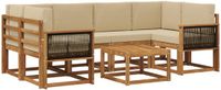vidaXL - Hoek loungeset - 6 zitplekken - Massief Acacia Hout - Naturel en Beige