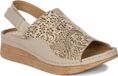Maciejka Sandales compensées en cuir véritable beige avec motif gaufré et talon de 4 cm