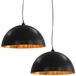 vidaXL Plafondlampen 2 stuks halfrond E27 50 cm zwart en goudkleurig