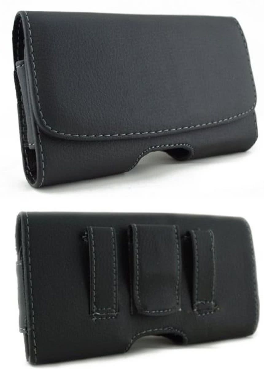 Lederen Riem Holster Case voor Smartphones - Zwart