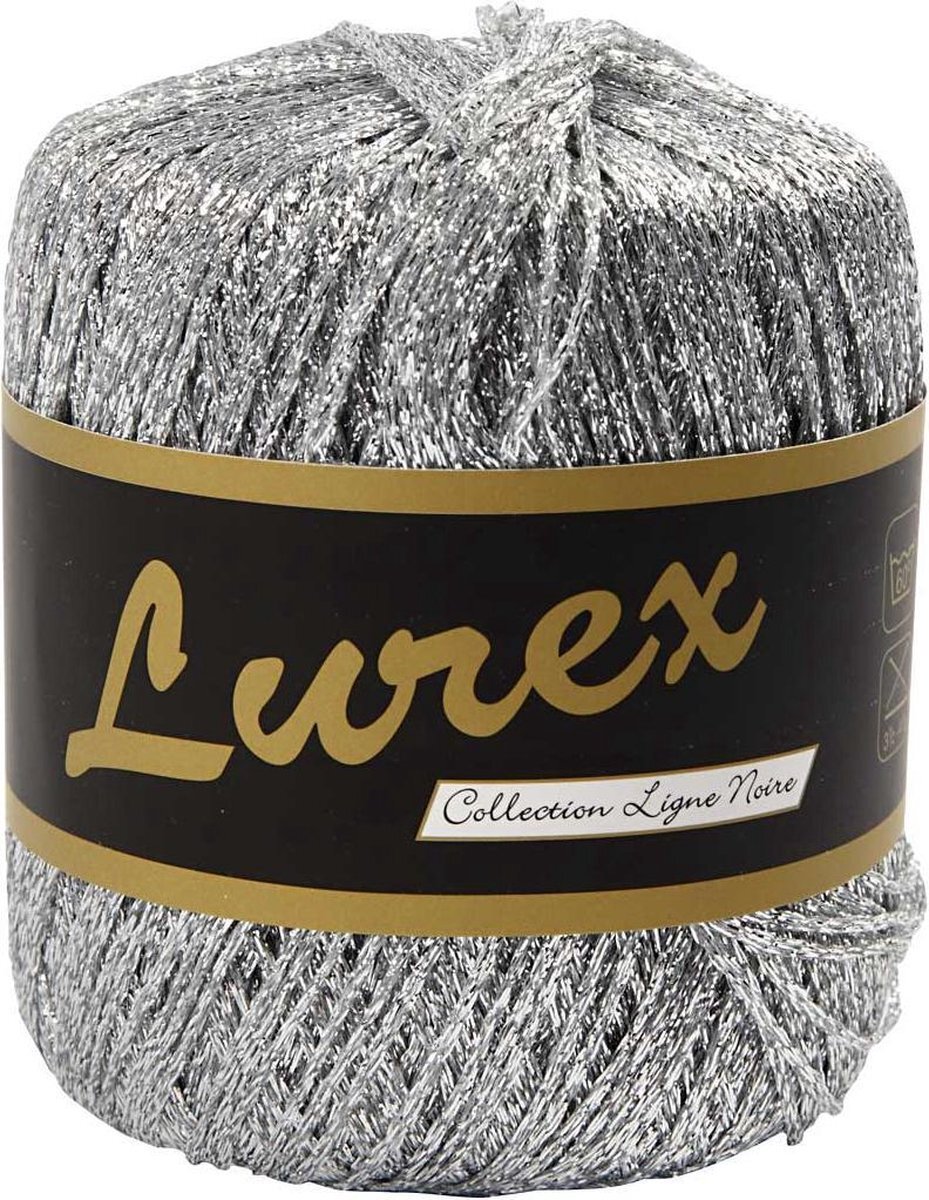 creotime Glitter garen, l: 160 m, zilver, 25gr