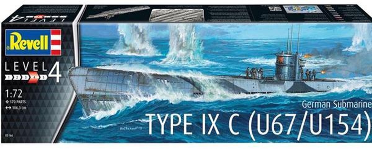 Revell 1:72 German Submarine Type IX C U67/U