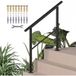 Garde-corps d'escalier 2-3 marches, 94 cm, main courante inclinable réglable, métal noir pour intérieur et extérieur.