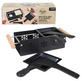 Merkloos Raclette set - Gourmetset - Metaal en hout - 62 x 32 x 11 cm - Zwart