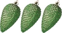 Decoris Kaemingk B.V. 6x stuks kunststof dennenappels kerstballen 8 cm donkergroen glitter
