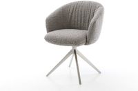 DELIFE Eetkamerstoel Caja-Flex met armleuning kruisframe breed roestvrij staal bouclé zilver grijs 360° draaibaar rocker-functie pocketveer kern