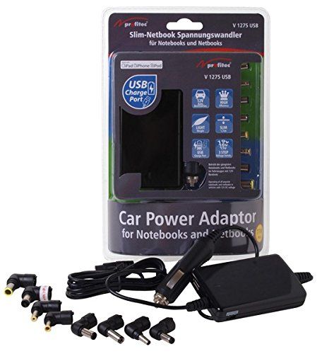 Profitec V 1275 USB KFZ Slim Notebook spanningsomvormer - 15V/16V/19V + USB - 4500 mA