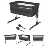 Bebeconfort Calidoo, 2-in-1 Baby Co-sleeper & Aanschuifbedje, 0-6 Maanden (0-9 kg), Verstelbaar, 5 Hoogtestanden, Groot Gewatterd Matras, Meshstof Zijkanten, Inklapbare Zijkant, Tinted Graphite