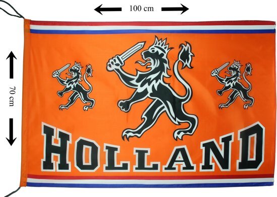 - Holland Oranje vlag met Leeuw - 100 x 70 cm - EK - WK - Voetbalvlag - voetbal